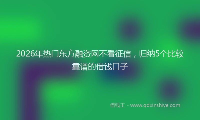 2026年热门东方融资网不看征信，归纳5个比较靠谱的借钱口子