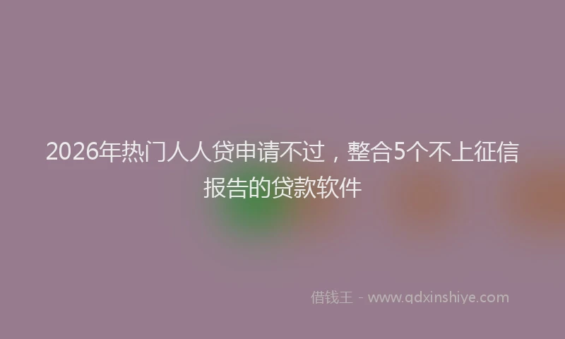 2026年热门人人贷申请不过，整合5个不上征信报告的贷款软件