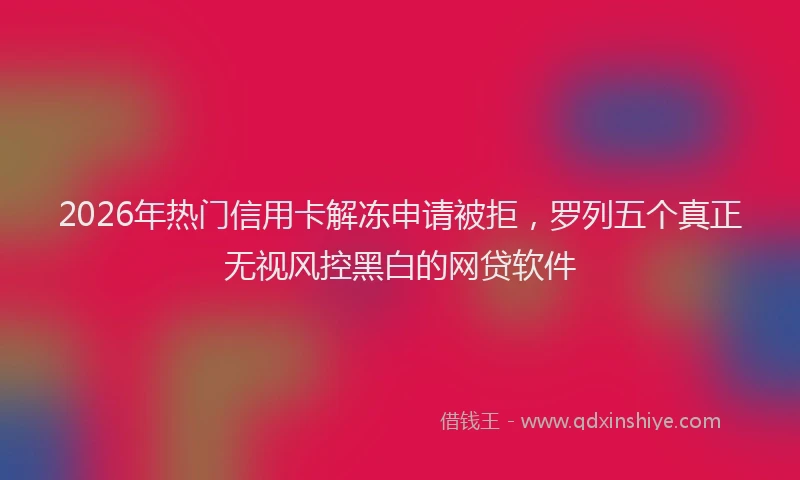 2026年热门信用卡解冻申请被拒，罗列五个真正无视风控黑白的网贷软件