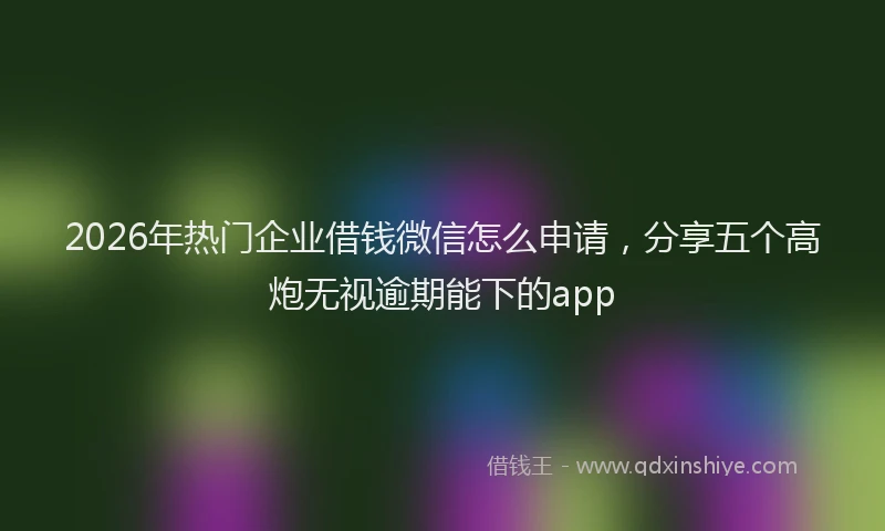 2026年热门企业借钱微信怎么申请，分享五个高炮无视逾期能下的app