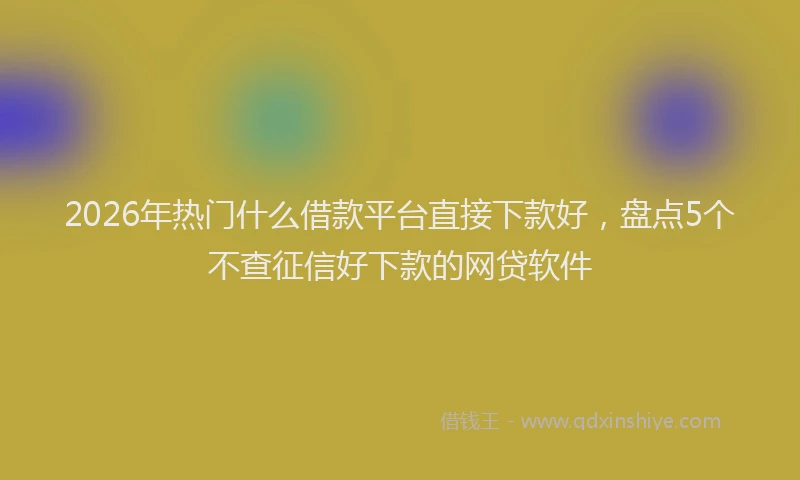 2026年热门什么借款平台直接下款好，盘点5个不查征信好下款的网贷软件