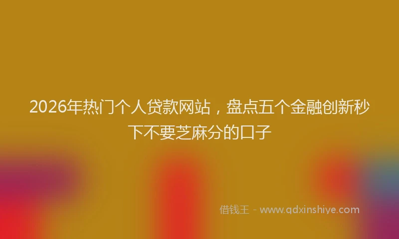 2026年热门个人贷款网站，盘点五个金融创新秒下不要芝麻分的口子