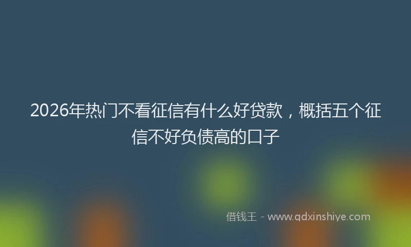 2026年热门不看征信有什么好贷款，概括五个征信不好负债高的口子