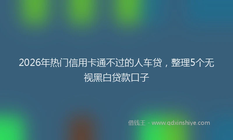 2026年热门信用卡通不过的人车贷，整理5个无视黑白贷款口子