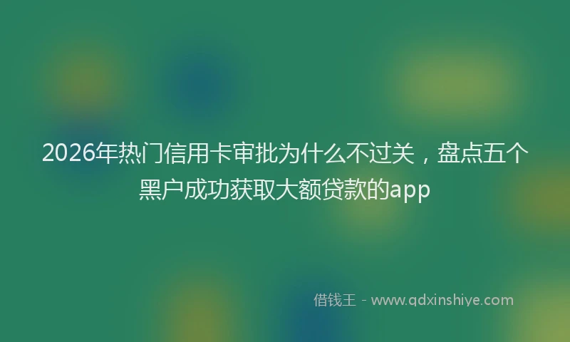 2026年热门信用卡审批为什么不过关，盘点五个黑户成功获取大额贷款的app