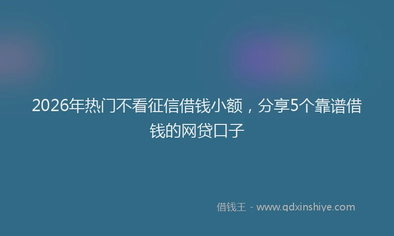 2026年热门不看征信借钱小额，分享5个靠谱借钱的网贷口子
