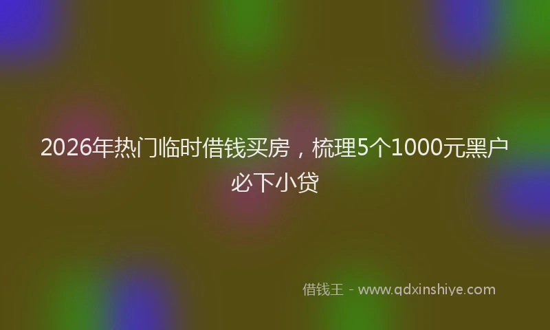 2026年热门临时借钱买房，梳理5个1000元黑户必下小贷