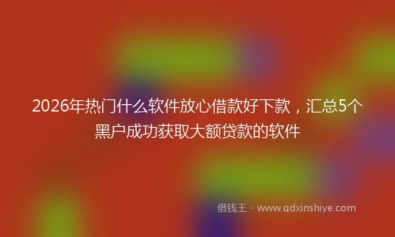 2026年热门什么软件放心借款好下款，汇总5个黑户成功获取大额贷款的软件