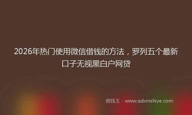 2026年热门使用微信借钱的方法，罗列五个最新口子无视黑白户网贷