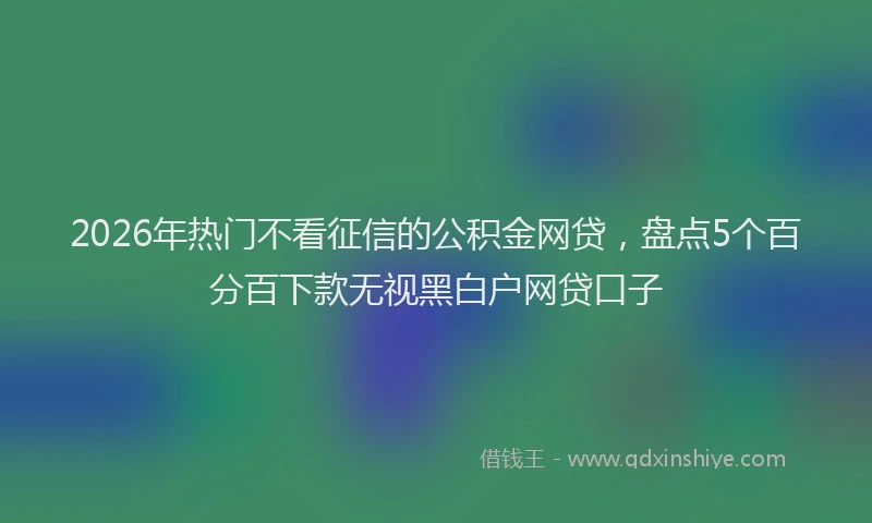 2026年热门不看征信的公积金网贷，盘点5个百分百下款无视黑白户网贷口子