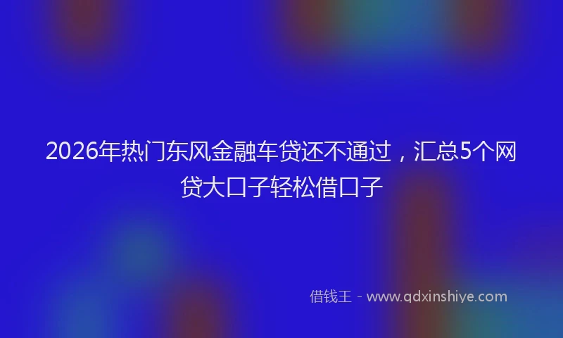 2026年热门东风金融车贷还不通过，汇总5个网贷大口子轻松借口子