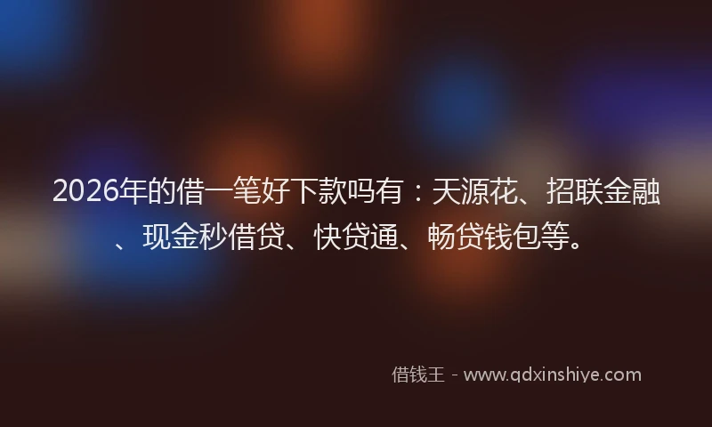2026年的借一笔好下款吗有：天源花、招联金融、现金秒借贷、快贷通、畅贷钱包等。