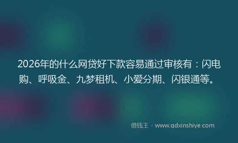 2026年的什么网贷好下款容易通过审核有：闪电购、呼吸金、九梦租机、小爱分期、闪银通等。