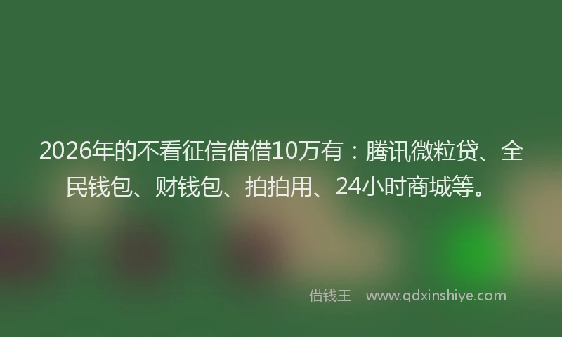 2026年的不看征信借借10万有：腾讯微粒贷、全民钱包、财钱包、拍拍用、24小时商城等。