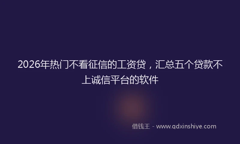 2026年热门不看征信的工资贷，汇总五个贷款不上诚信平台的软件