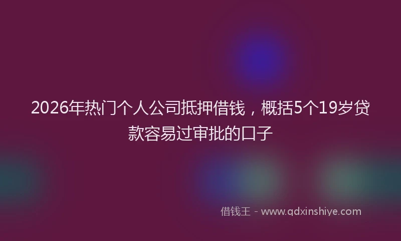 2026年热门个人公司抵押借钱，概括5个19岁贷款容易过审批的口子
