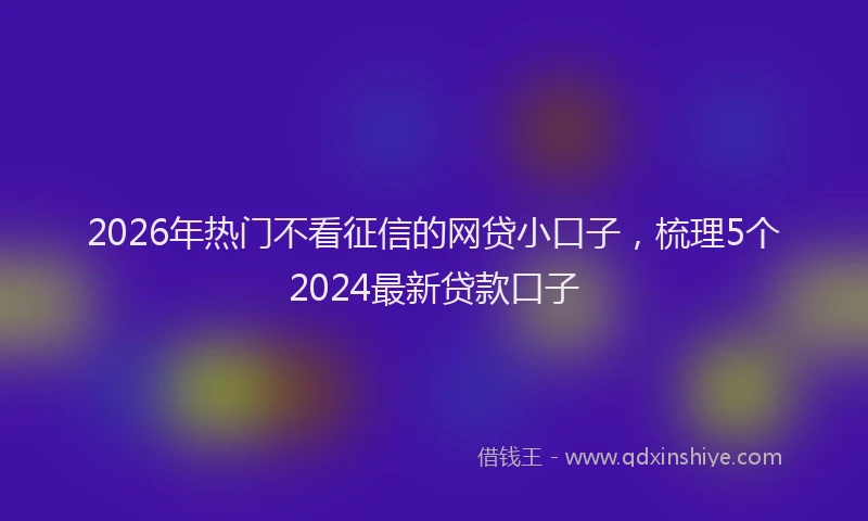 2026年热门不看征信的网贷小口子，梳理5个2024最新贷款口子