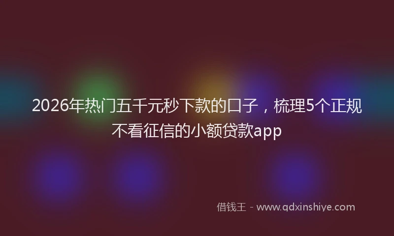 2026年热门五千元秒下款的口子，梳理5个正规不看征信的小额贷款app