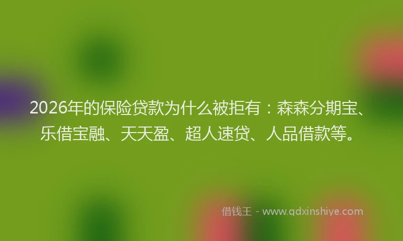 2026年的保险贷款为什么被拒有：森森分期宝、乐借宝融、天天盈、超人速贷、人品借款等。