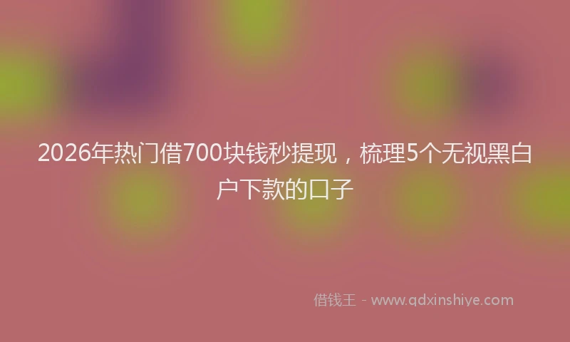 2026年热门借700块钱秒提现，梳理5个无视黑白户下款的口子