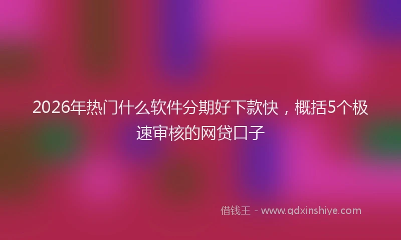 2026年热门什么软件分期好下款快，概括5个极速审核的网贷口子