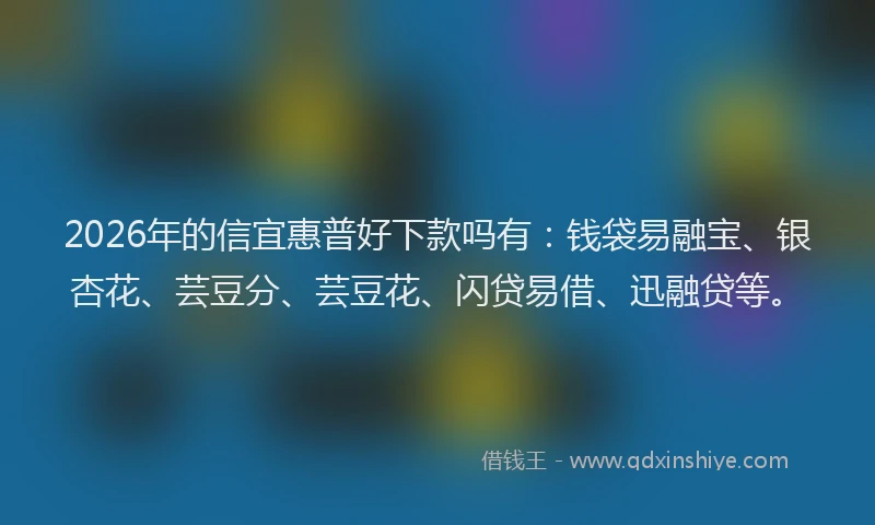 2026年的信宜惠普好下款吗有：钱袋易融宝、银杏花、芸豆分、芸豆花、闪贷易借、迅融贷等。