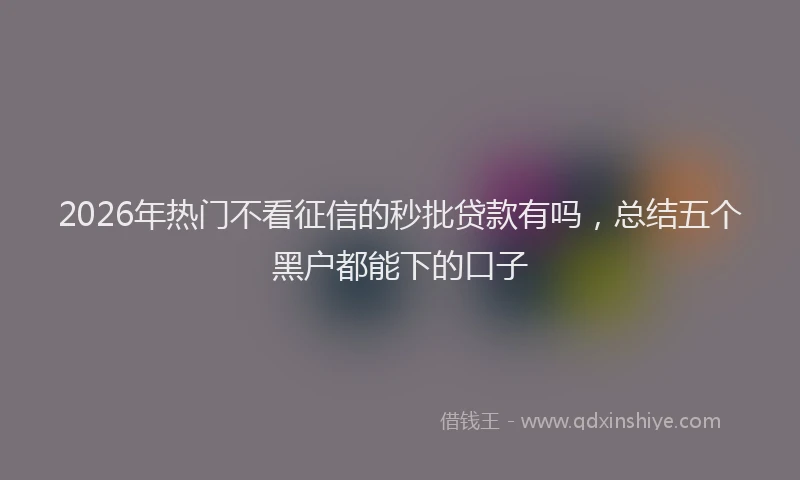 2026年热门不看征信的秒批贷款有吗，总结五个黑户都能下的口子