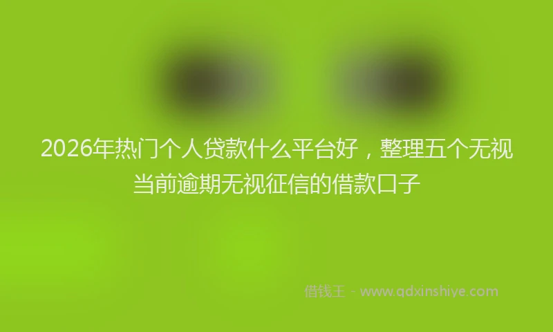 2026年热门个人贷款什么平台好，整理五个无视当前逾期无视征信的借款口子