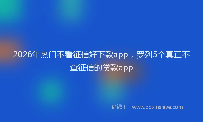 2026年热门不看征信好下款app，罗列5个真正不查征信的贷款app