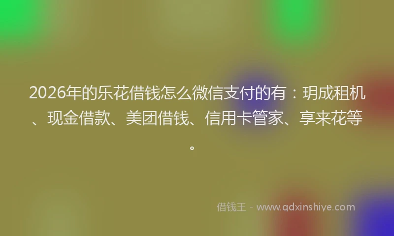 2026年的乐花借钱怎么微信支付的有：玥成租机、现金借款、美团借钱、信用卡管家、享来花等。