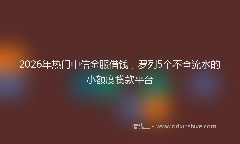 2026年热门中信金服借钱，罗列5个不查流水的小额度贷款平台