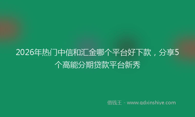 2026年热门中信和汇金哪个平台好下款，分享5个高能分期贷款平台新秀