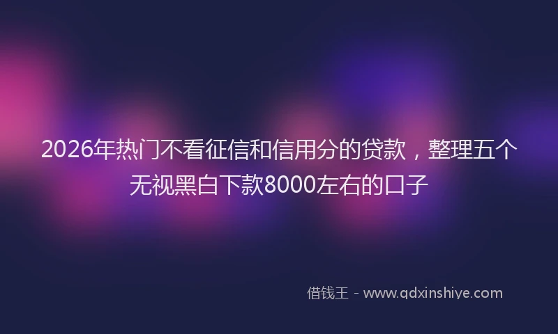 2026年热门不看征信和信用分的贷款，整理五个无视黑白下款8000左右的口子