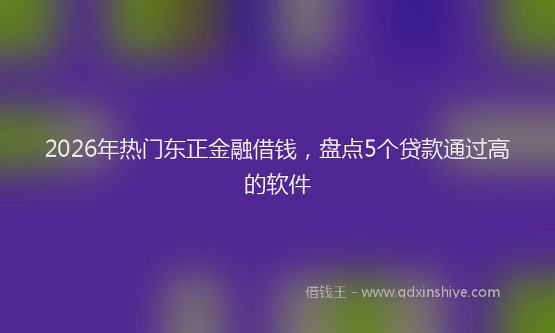 2026年热门东正金融借钱，盘点5个贷款通过高的软件