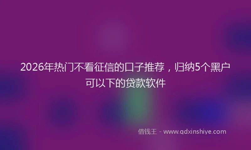 2026年热门不看征信的口子推荐，归纳5个黑户可以下的贷款软件