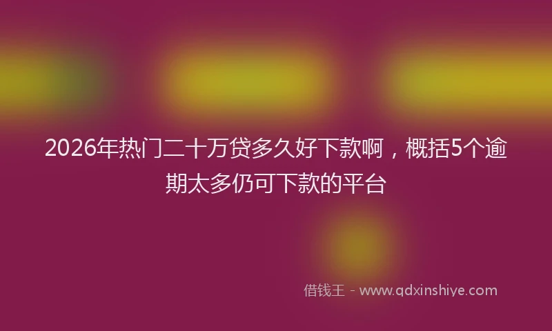 2026年热门二十万贷多久好下款啊，概括5个逾期太多仍可下款的平台