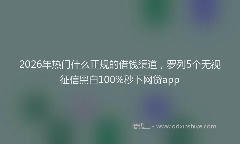 2026年热门什么正规的借钱渠道，罗列5个无视征信黑白100%秒下网贷app