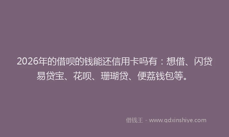 2026年的借呗的钱能还信用卡吗有：想借、闪贷易贷宝、花呗、珊瑚贷、便荔钱包等。