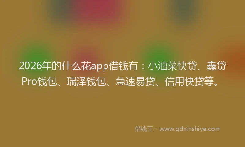 2026年的什么花app借钱有：小油菜快贷、鑫贷Pro钱包、瑞泽钱包、急速易贷、信用快贷等。