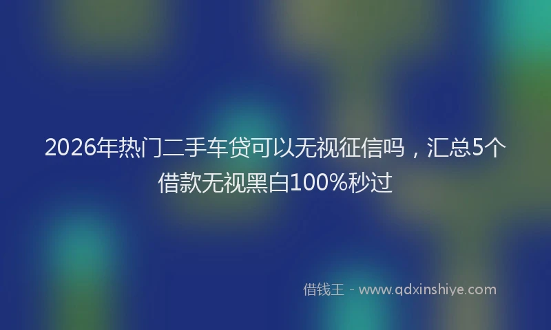 2026年热门二手车贷可以无视征信吗，汇总5个借款无视黑白100%秒过