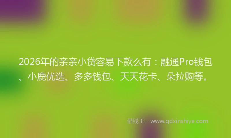 2026年的亲亲小贷容易下款么有：融通Pro钱包、小鹿优选、多多钱包、天天花卡、朵拉购等。