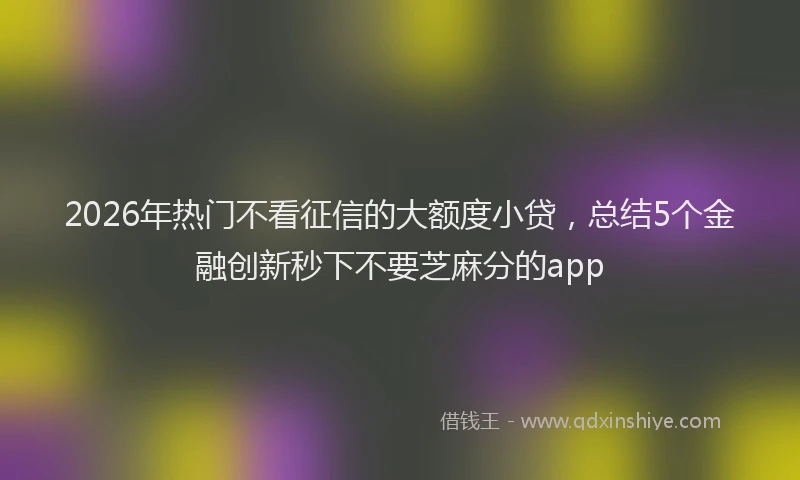 2026年热门不看征信的大额度小贷，总结5个金融创新秒下不要芝麻分的app