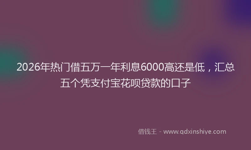 2026年热门借五万一年利息6000高还是低，汇总五个凭支付宝花呗贷款的口子