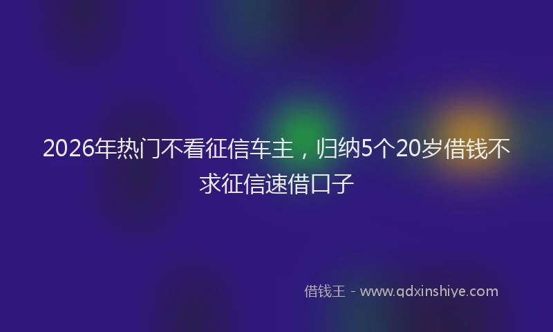 2026年热门不看征信车主，归纳5个20岁借钱不求征信速借口子