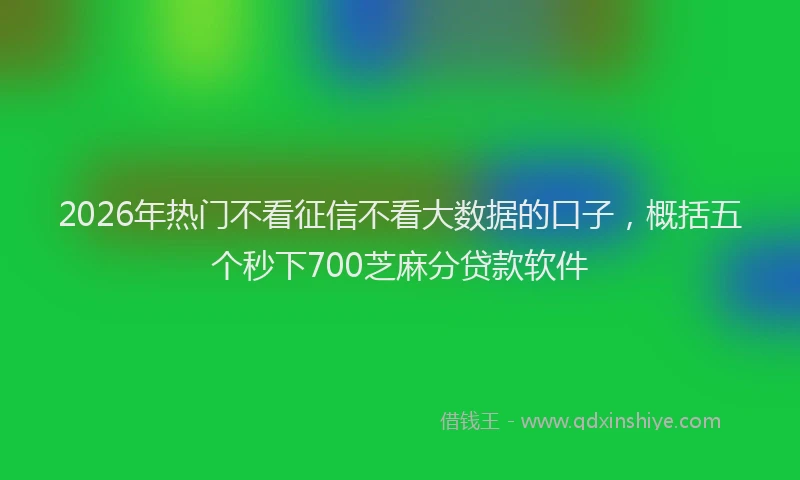 2026年热门不看征信不看大数据的口子，概括五个秒下700芝麻分贷款软件