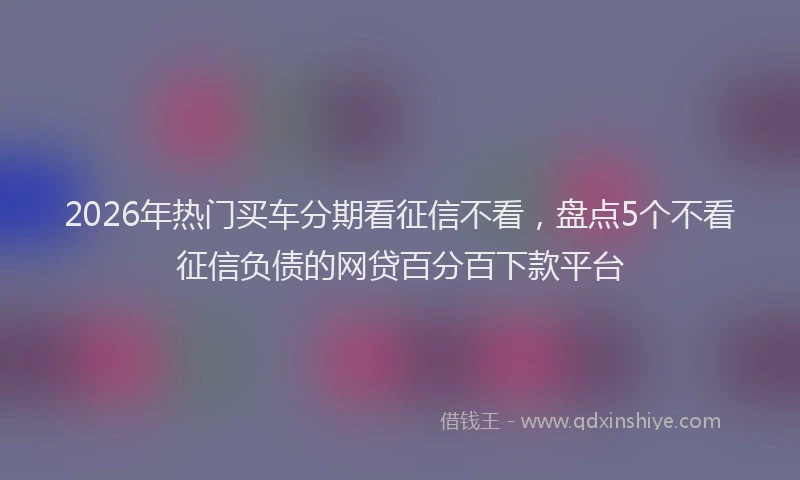 2026年热门买车分期看征信不看，盘点5个不看征信负债的网贷百分百下款平台