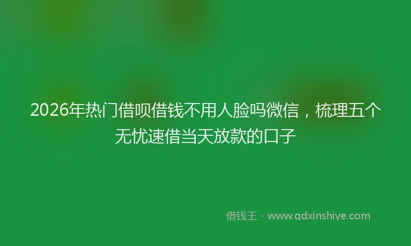 2026年热门借呗借钱不用人脸吗微信，梳理五个无忧速借当天放款的口子