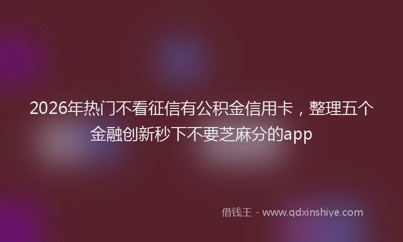 2026年热门不看征信有公积金信用卡，整理五个金融创新秒下不要芝麻分的app
