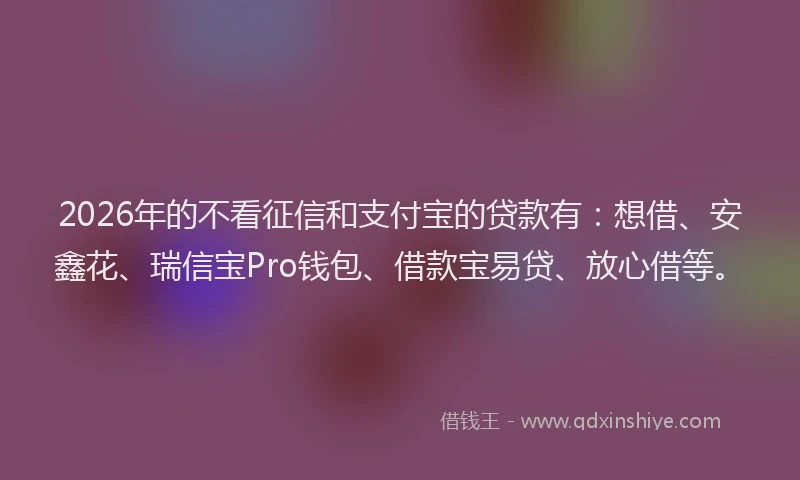 2026年的不看征信和支付宝的贷款有：想借、安鑫花、瑞信宝Pro钱包、借款宝易贷、放心借等。