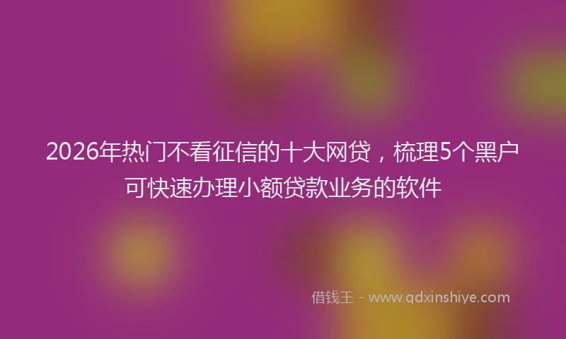 2026年热门不看征信的十大网贷，梳理5个黑户可快速办理小额贷款业务的软件